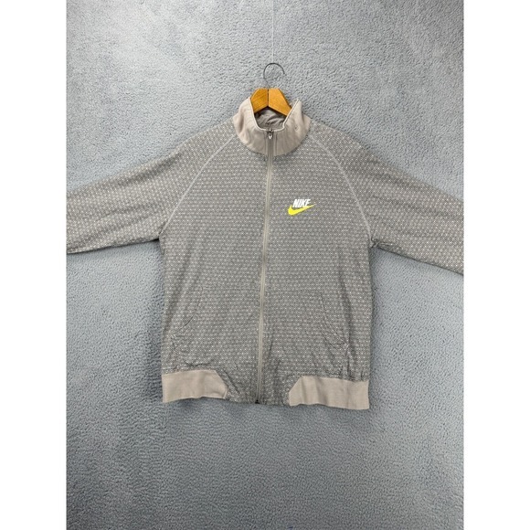 Nike Jacket Adult XL Tan Geometric Reversible Full Zip Bomber Raglan Sleeve Mens